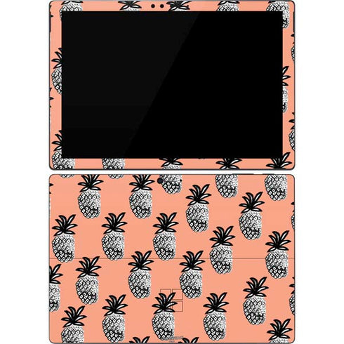Bouffants and Broken Hearts Gray Scale Pineapple Surface Pro 7 Skin