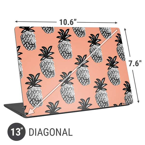 Bouffants and Broken Hearts Gray Scale Pineapple Universal Laptop 13in (10.6 x 7.6in) Skin