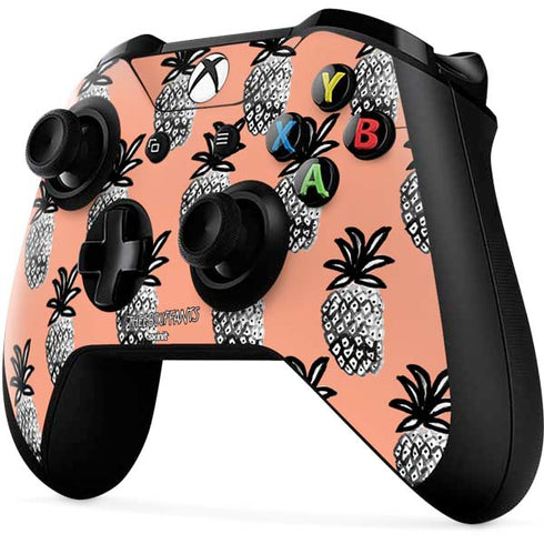 Bouffants and Broken Hearts Gray Scale Pineapple Xbox One X Controller Skin