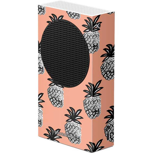 Bouffants and Broken Hearts Gray Scale Pineapple Xbox Series S Console Skin
