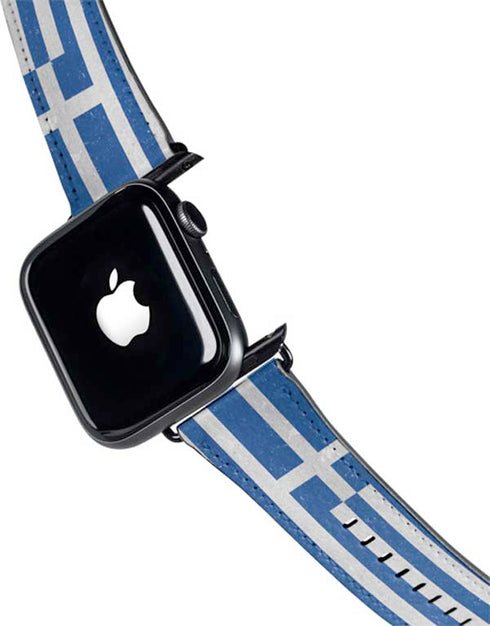 Greece Flag Distressed Apple Watch Band 42-44mm