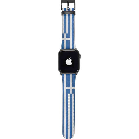 Greece Flag Distressed Apple Watch Band 42-44mm
