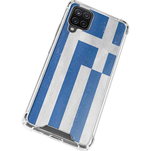 Greece Flag Distressed Galaxy A12 Clear Case