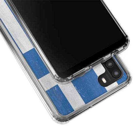 Greece Flag Distressed Galaxy A21 Clear Case
