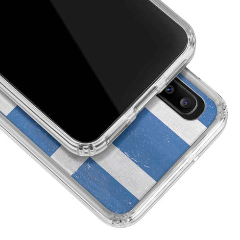 Greece Flag Distressed Galaxy A30 Clear Case