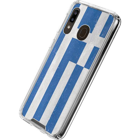 Greece Flag Distressed Galaxy A30 Clear Case