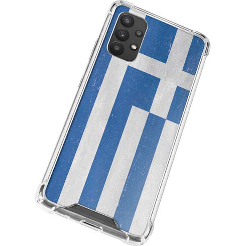 Greece Flag Distressed Galaxy A32 5G Clear Case
