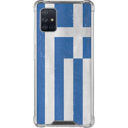 Greece Flag Distressed Galaxy A51 5G Clear Case