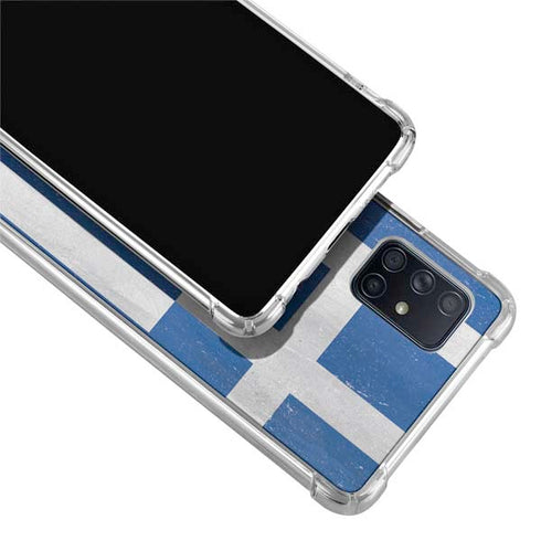 Greece Flag Distressed Galaxy A71 5G Clear Case
