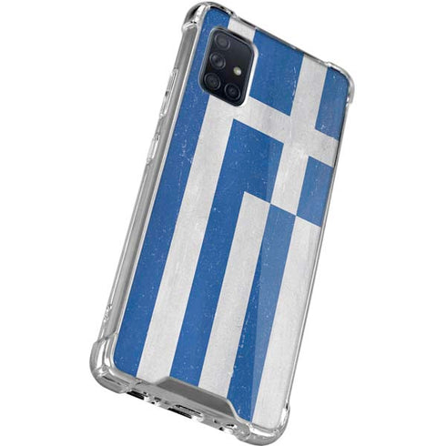 Greece Flag Distressed Galaxy A71 5G Clear Case
