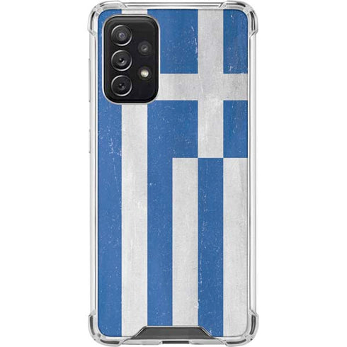 Greece Flag Distressed Galaxy A72 5G Clear Case
