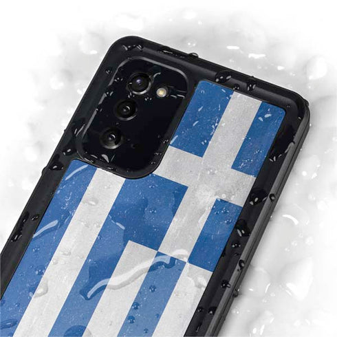Greece Flag Distressed Galaxy Note20 5G Waterproof Case