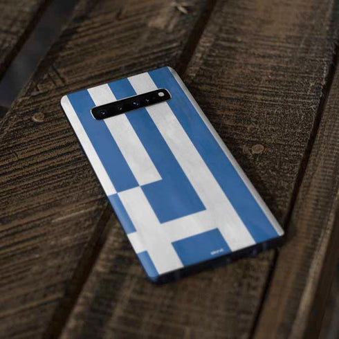 Greece Flag Distressed Galaxy S10 Plus Skin