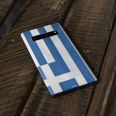 Greece Flag Distressed Galaxy S10 Skin