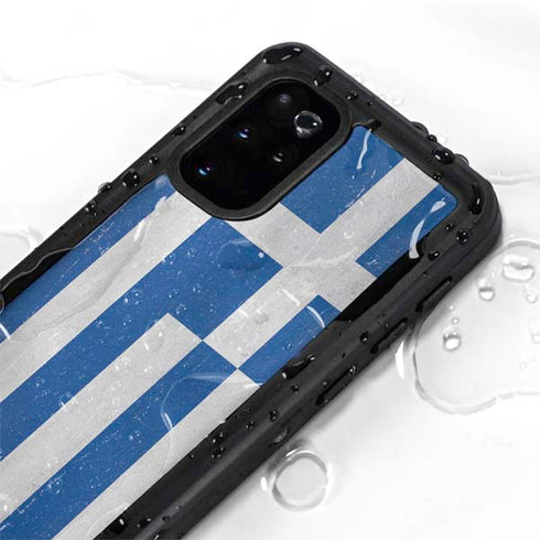Greece Flag Distressed Galaxy S20 Plus Waterproof Case