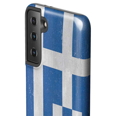 Greece Flag Distressed Galaxy S21 FE Pro Case