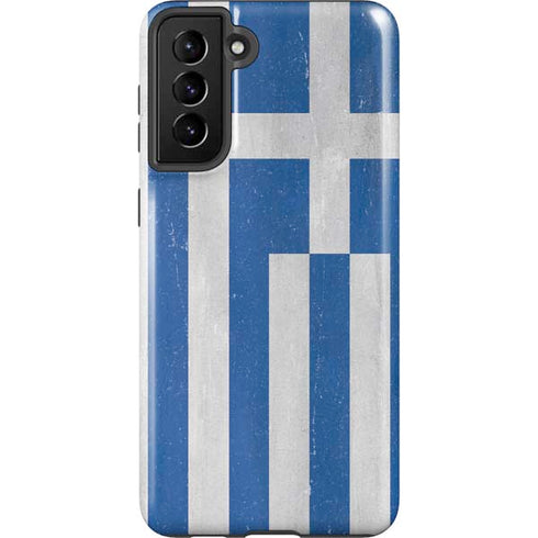 Greece Flag Distressed Galaxy S21 Plus 5G Pro Case