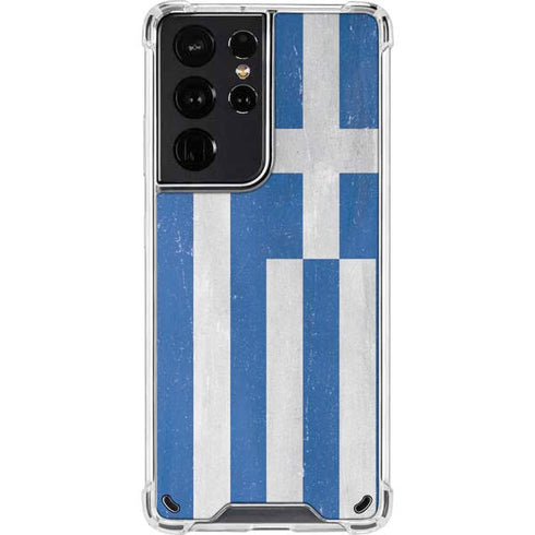 Greece Flag Distressed Galaxy S21 Ultra 5G Clear Case