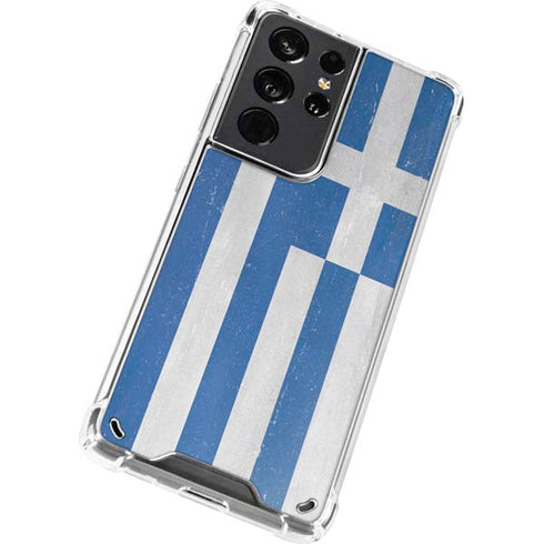 Greece Flag Distressed Galaxy S21 Ultra 5G Clear Case