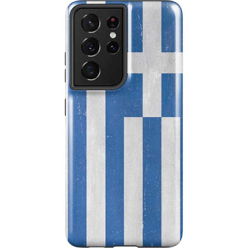 Greece Flag Distressed Galaxy S21 Ultra 5G Pro Case