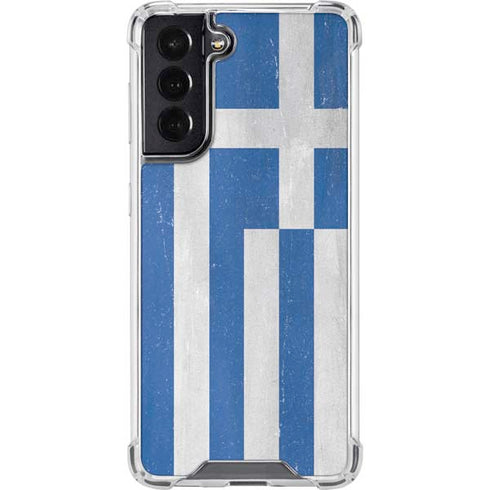 Greece Flag Distressed Galaxy S22 Clear Case