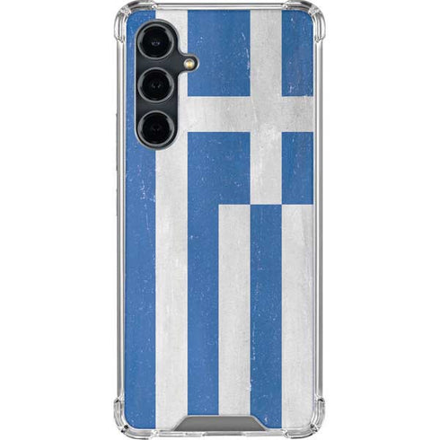Greece Flag Distressed Galaxy S23 FE Clear Case