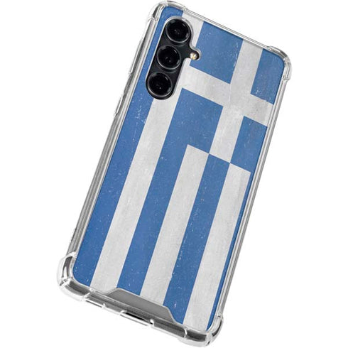 Greece Flag Distressed Galaxy S23 FE Clear Case