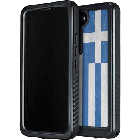 Greece Flag Distressed Galaxy S23 Plus Waterproof Case