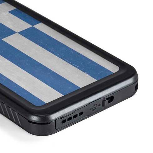 Greece Flag Distressed Galaxy S23 Plus Waterproof Case