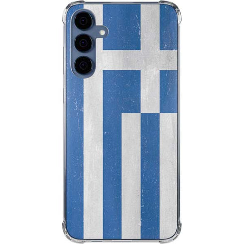 Greece Flag Distressed Galaxy S24 Clear Case