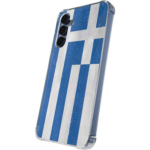 Greece Flag Distressed Galaxy S24 Clear Case