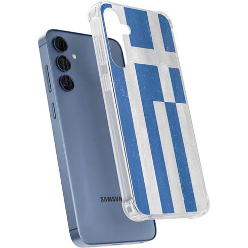 Greece Flag Distressed Galaxy S24 Clear Case