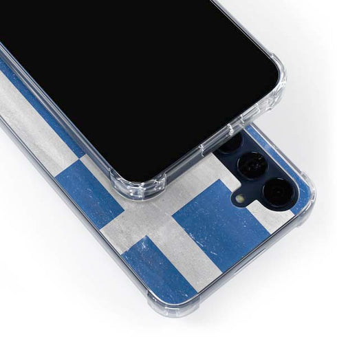 Greece Flag Distressed Galaxy S24 Clear Case