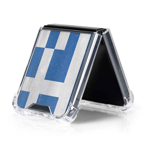 Greece Flag Distressed Galaxy Z Flip5 5G Clear Case