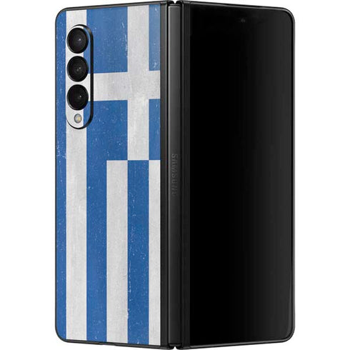 Greece Flag Distressed Galaxy Z Fold3 5G Skin