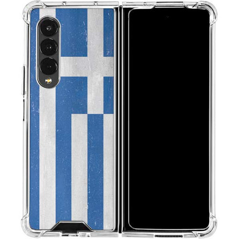 Greece Flag Distressed Galaxy Z Fold4 5G Clear Case