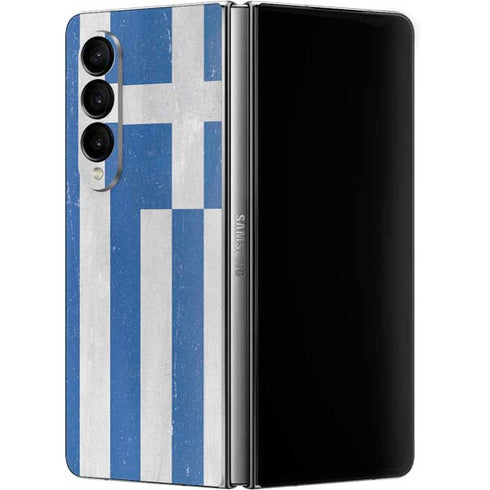 Greece Flag Distressed Galaxy Z Fold4 5G Skin
