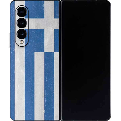 Greece Flag Distressed Galaxy Z Fold4 5G Skin