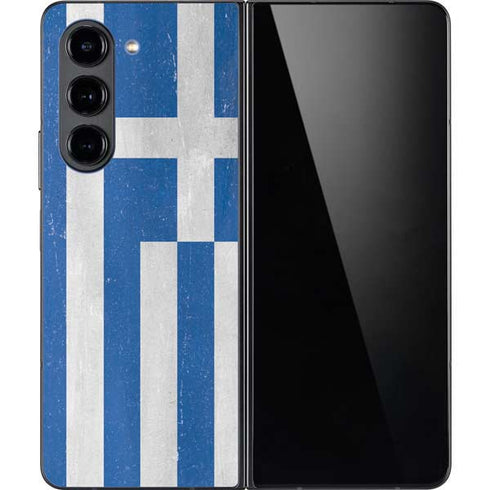 Greece Flag Distressed Galaxy Z Fold5 5G Skin