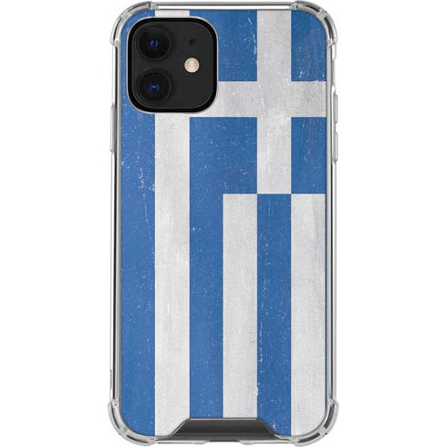 Greece Flag Distressed iPhone 12 Clear Case