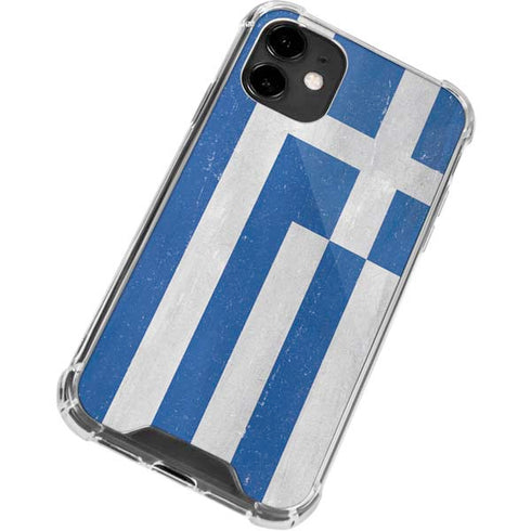 Greece Flag Distressed iPhone 12 Clear Case