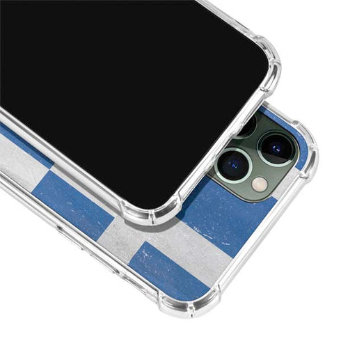 Greece Flag Distressed iPhone 12 Pro Clear Case