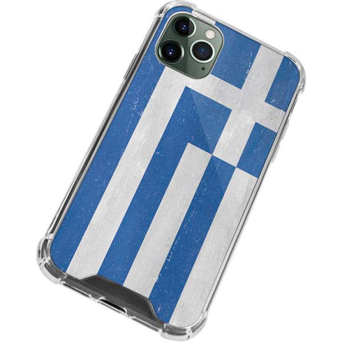 Greece Flag Distressed iPhone 12 Pro Clear Case