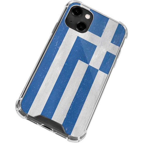 Greece Flag Distressed iPhone 13 Clear Case