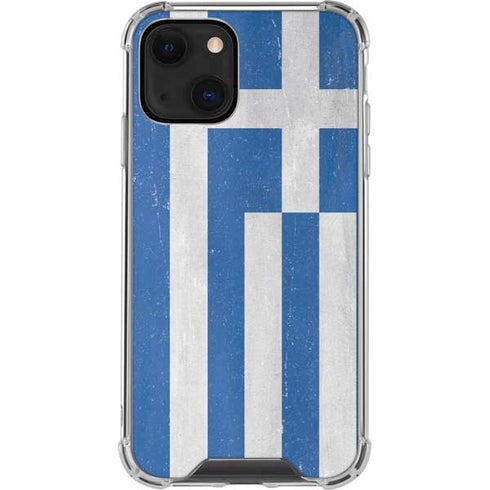 Greece Flag Distressed iPhone 13 Mini Clear Case