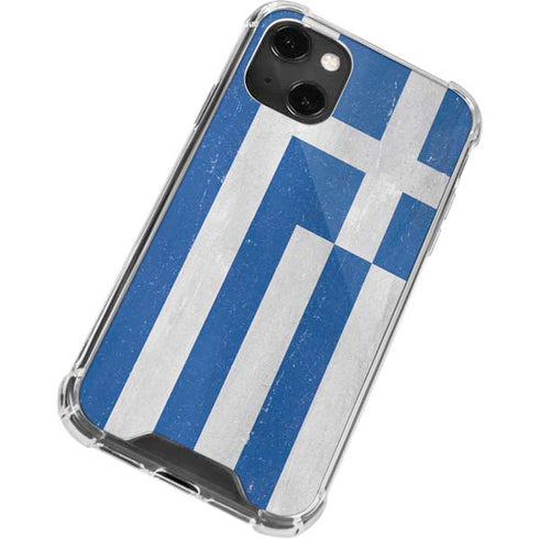 Greece Flag Distressed iPhone 13 Mini Clear Case