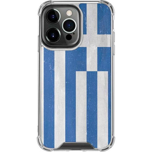 Greece Flag Distressed iPhone 13 Pro Clear Case