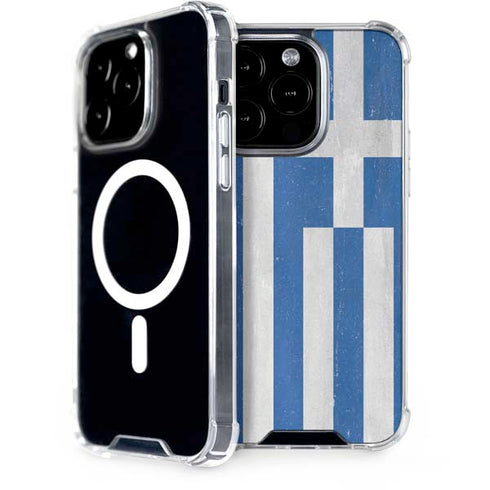 Greece Flag Distressed iPhone 13 Pro MagSafe Case