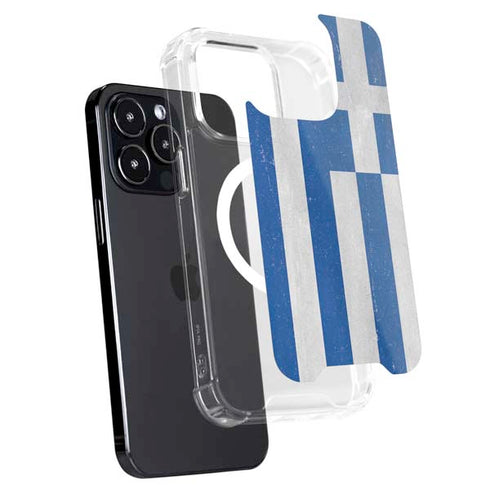 Greece Flag Distressed iPhone 13 Pro Max MagSafe Case