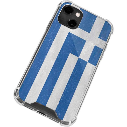 Greece Flag Distressed iPhone 14 Clear Case